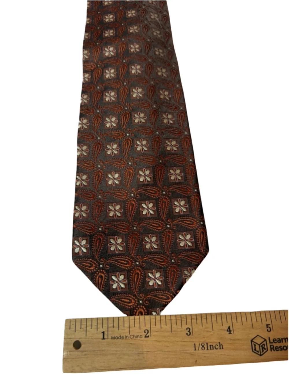 Ermenegildo Zegna Brown Paisley Floral 100% Silk Tie Made Italy Luxury